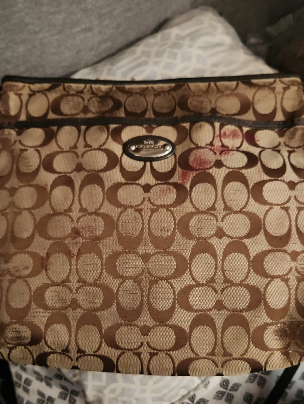 Coach Brown/Tan Signature Jacquard Crossbody Purse
